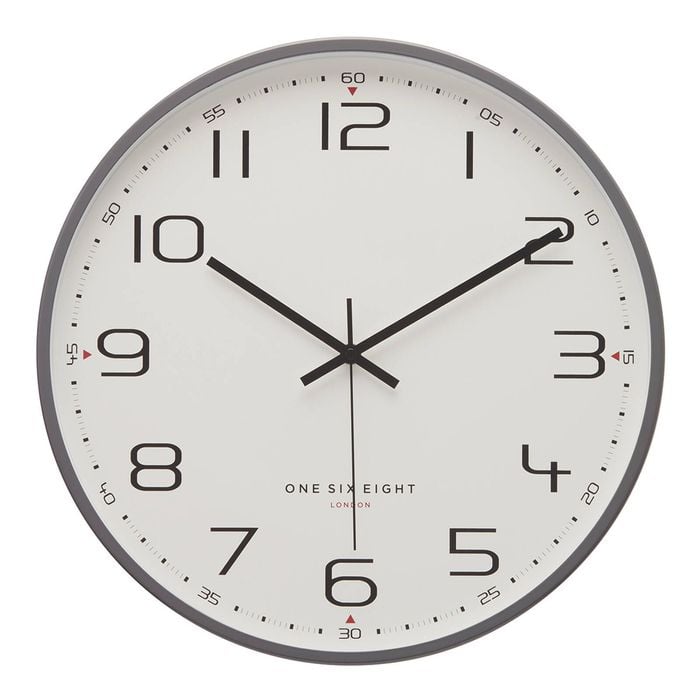 One Six Eight London Carmen Cool Grey 30cm Silent Wall Clock