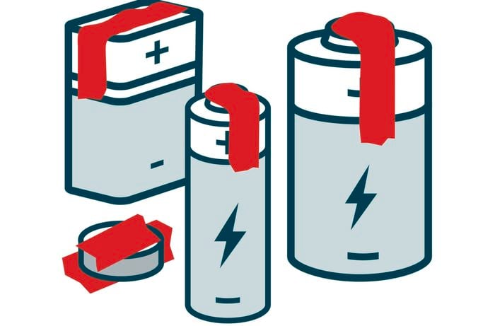 Batteries with tape on the top.
