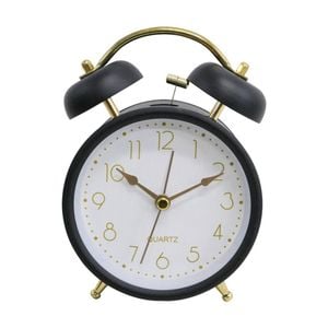 Lvd Blake Metal Analogue Alarm Clock Bedroom Decor 16cm Black/white/gold
