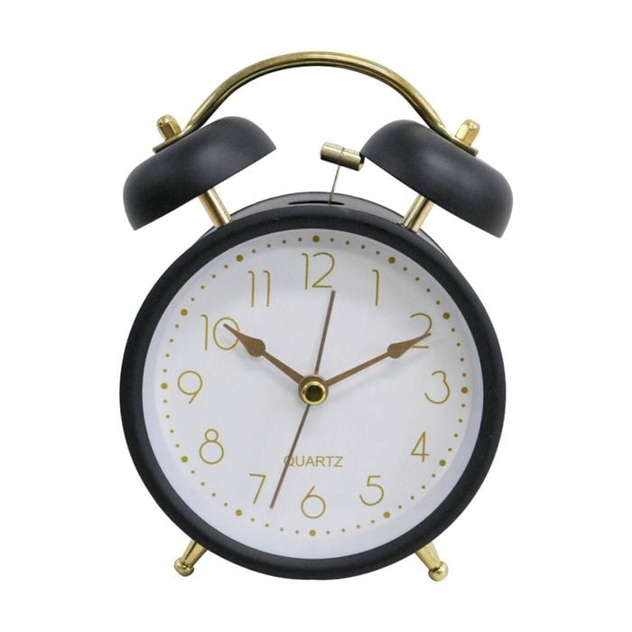 Lvd Blake Metal Analogue Alarm Clock Bedroom Decor 16cm Black/white/gold