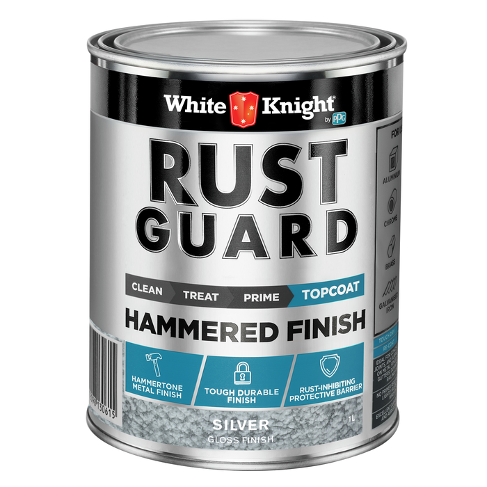 White Knight 1L Silver Gloss Rust Guard Hammered Finish Topcoat