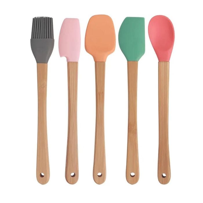 5pc Mini 21cm Silicone & Bamboo Utensils Set