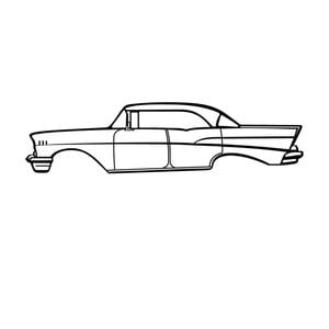 Ignite Laser 57 Chevrolet 4 Door Silhouette Metal Wall Art Coated Black 15.7inch/40cm