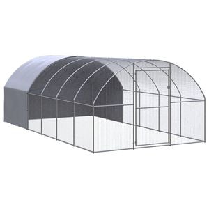 vidaXL Outdoor Chicken Coop Hen House Pet Cage Chicken Run Galvanised Steel 3x6x2 m
