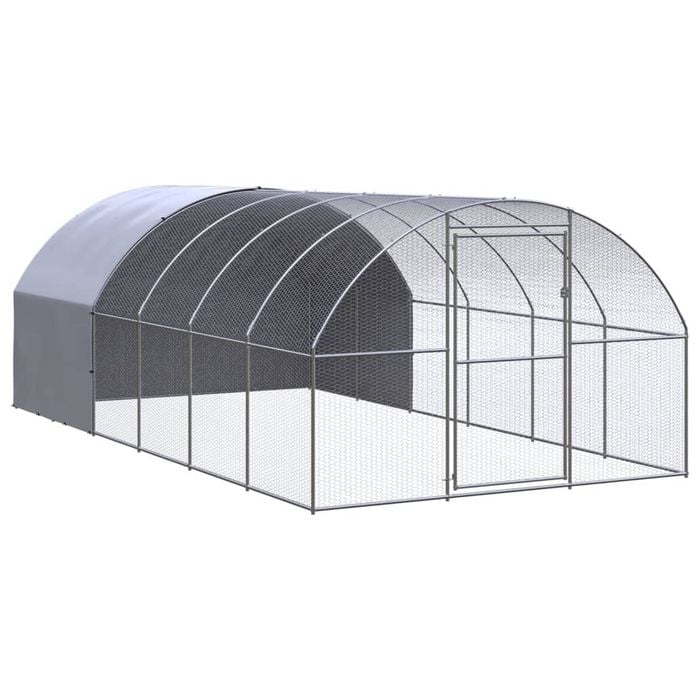 vidaXL Outdoor Chicken Coop Hen House Pet Cage Chicken Run Galvanised Steel 3x6x2 m