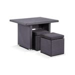 Outdoor Wicker Dining Coffee Table With 2 Stowaway Ottomans - Turkish Coffee wicker Latte