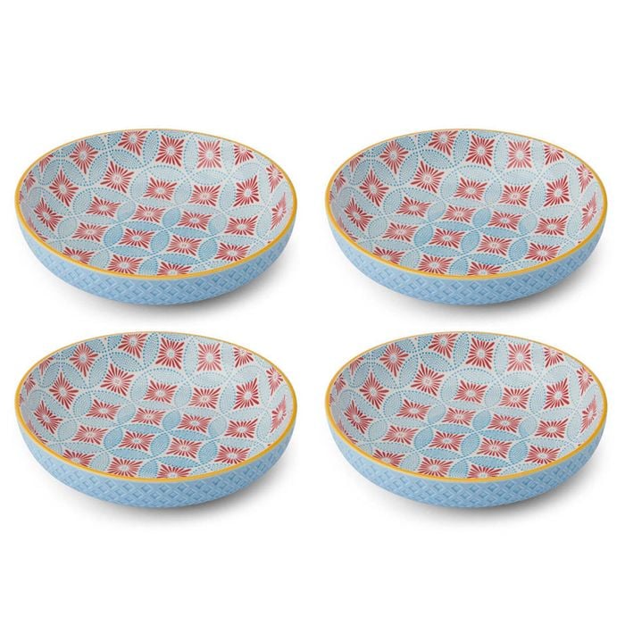4PK Mikasa Mosaic Ceramic Bowl Round Dinnerware 21cm Blue
