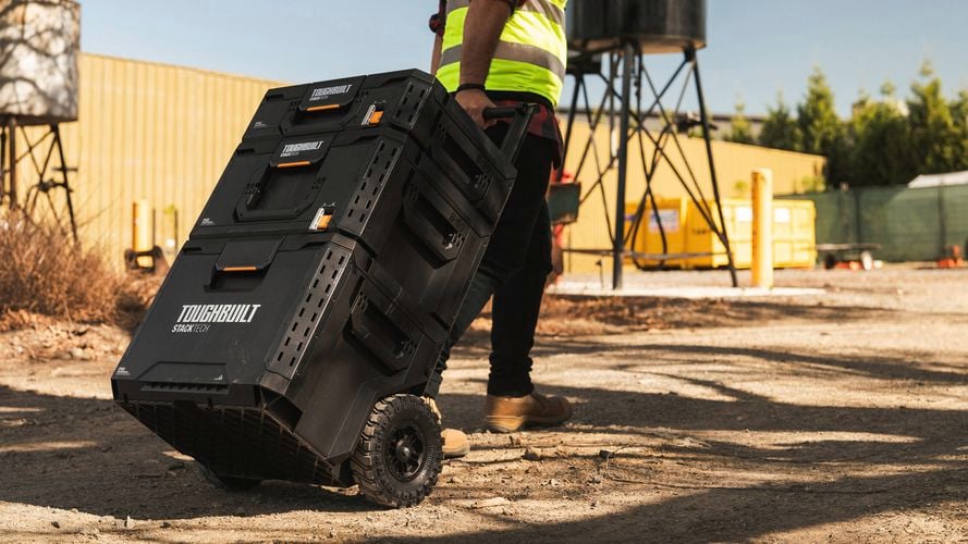 Stacktech product which is storage tower rolling on ground