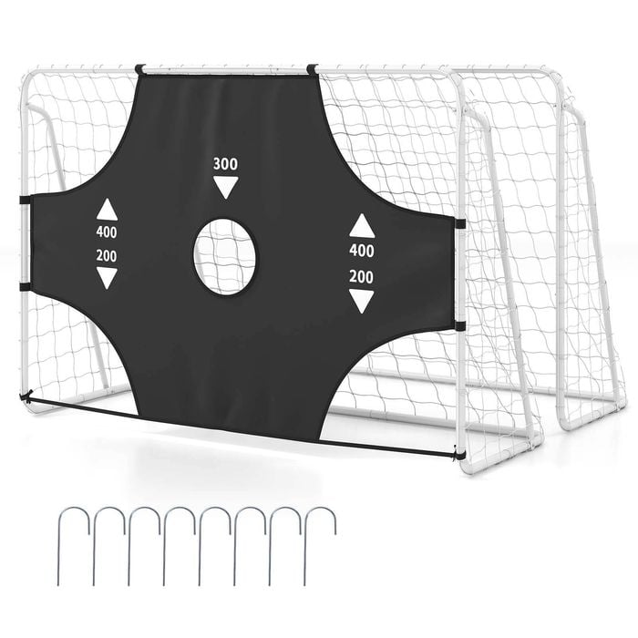 Costway 215x152cm Soccer Goal 2in1 Adjustable Football Net Set Target Cloth