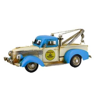 Boyle Metal Display Vintage Tow Truck Handmade Ornament Home Decor Blue 29cm
