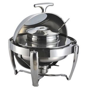 SOGA 6.5L Stainless Steel Round Soup Tureen Roll Top Buffet Chafing Dish