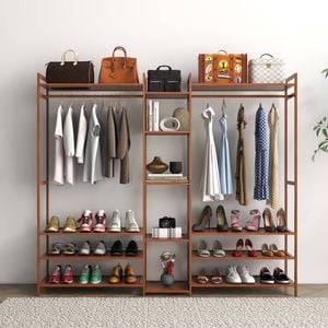 Milano Decor Multifunctional Bamboo Clothes Rack Storage Stand Organiser Brown