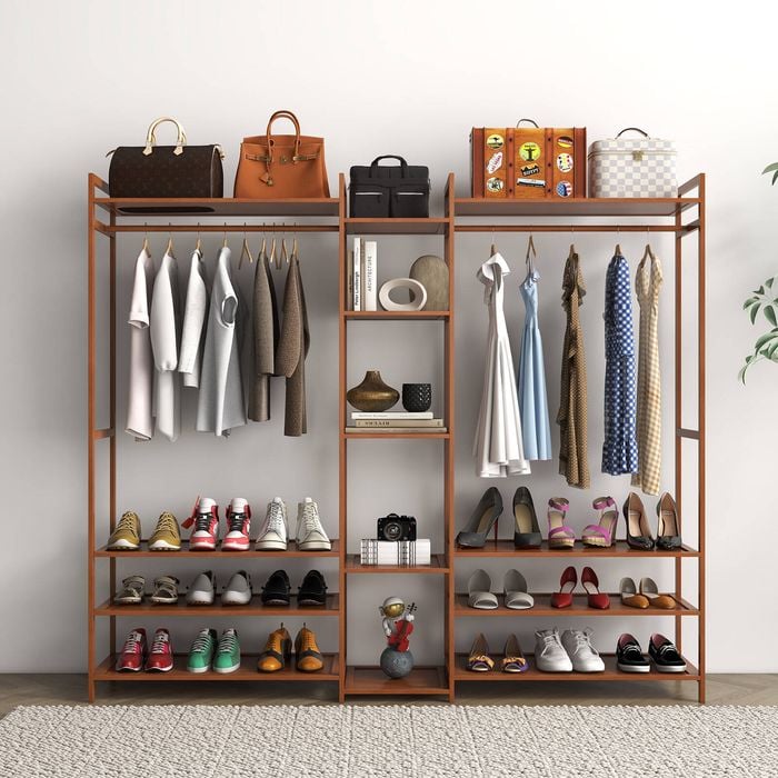 Milano Decor Multifunctional Bamboo Clothes Rack Storage Stand Organiser Brown