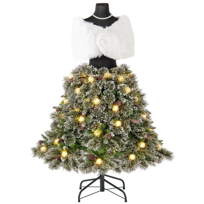 Costway 1.5M Pre-lit Mannequin Artificial Christmas Tree w/465 Branch Tips & 50 LEDs