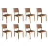 Levede 8pcs PU Leather Woven Dining Chairs Solid Wood - Brown