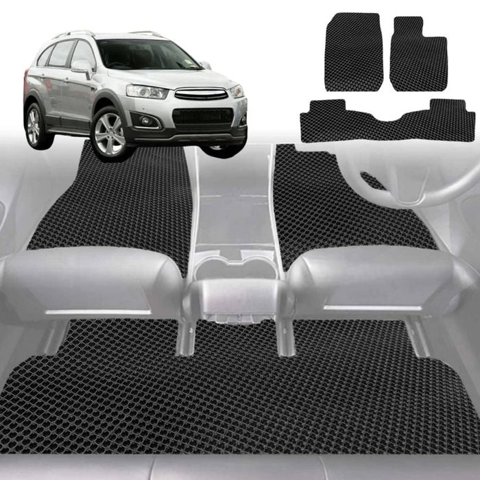 6D Diamond Car Floor Mats for Holden Captiva 7 2009-2015-Ultimate Set-Black-Outback GT