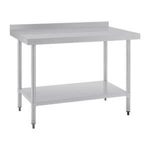 Vogue Stainless Steel Table With Splashback 1200mm - Gj507