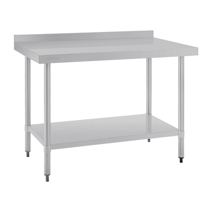 Vogue Stainless Steel Table With Splashback 1200mm - Gj507