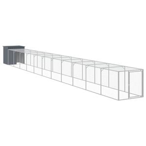 vidaXL Chicken Coop Chicken Cage with Run Hen House Anthracite Galvanised Steel 110x1221x110 cm
