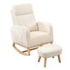 Levede Rocking Chair Armchair Sherpa with Footstool Beige