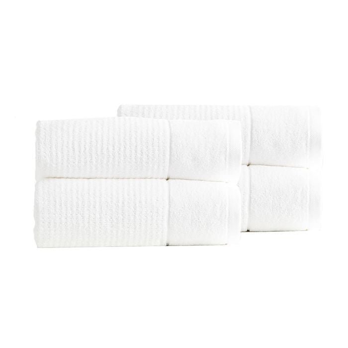 4pk Renee Taylor Cambridge 650gsm Textured 80x160cm Bath Sheet - Snow
