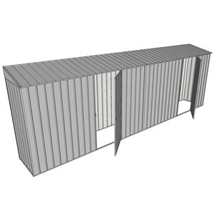 Build-a-Shed 0.8 x 6 x 2m Skillion Shed with Dual Single Hinged Side Doors - Zinc