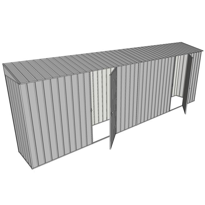 Build-a-Shed 0.8 x 6 x 2m Skillion Shed with Dual Single Hinged Side Doors - Zinc