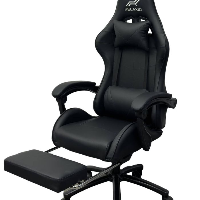 Relaxio Relaxio Gaming Chair With Headrest And Lumbar Support With Foot Rest - Black