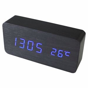 TODO Digital Clock Blue LED 3 Alarm + Temperature Display - Black