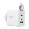 J5create 3-port Gan Usb-c 65w Traveler Concurrent Charger W/ Changeable Ac Plugs