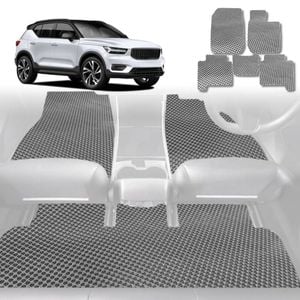 6D Diamond Car Floor Mats for Volvo XC40 2018-Current-Full Set-Grey-Outback GT