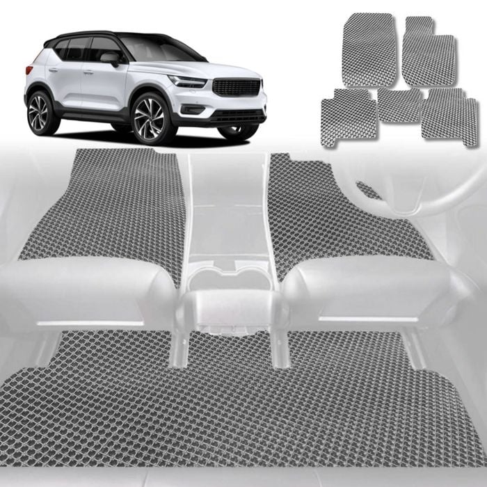 6D Diamond Car Floor Mats for Volvo XC40 2018-Current-Full Set-Grey-Outback GT