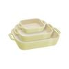 3pc Staub Ceramic Non-stick Oven Dish Rectangular Baking Dishes Set Green