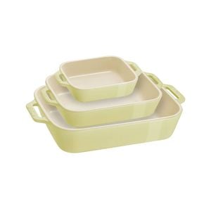 3pc Staub Ceramic Non-stick Oven Dish Rectangular Baking Dishes Set Green
