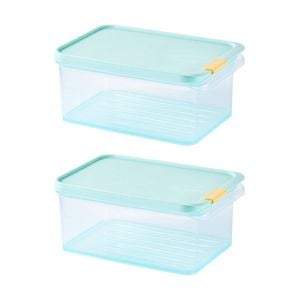 2PK LocknLock Freezer Fit Food Container Microwave Safe w/15ml Divide 1.65L Blue