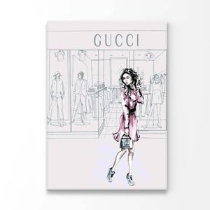 Modern Pink Lady Fashion Store Print 100% Australian Made 60x90cm (Stretched Canvas)