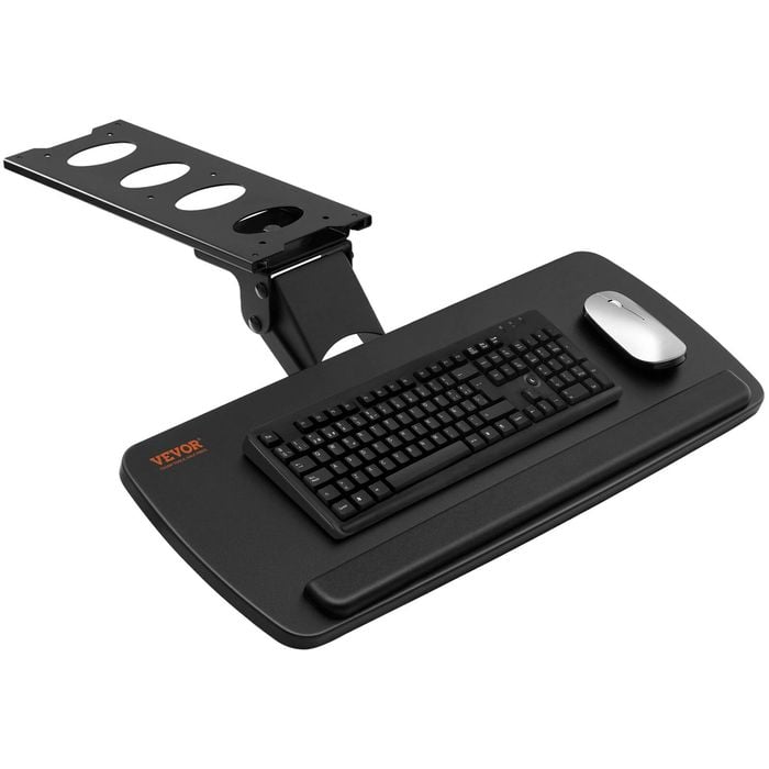 VEVOR Keyboard Tray Black under Desk Adjustable Height and Angle for Typing