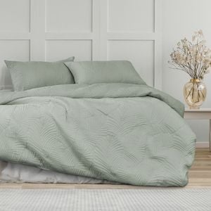 Ardor Boudoir King Bed Quilt Cover Set Molly Palm Quilted Green