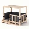 i.Pet 2in1 Dog Kennel Crate Furniture Grey Bedding Wooden House Indoor
