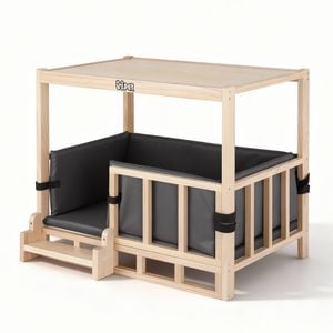 i.Pet 2in1 Dog Kennel Crate Furniture Grey Bedding Wooden House Indoor