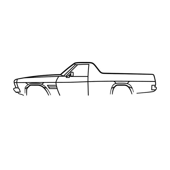 Ignite Laser Holden HQ Ute Silhouette Metal Wall Art Coated Black 47inch/120cm