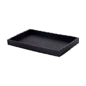 SS Collective Black Weave Rectangle Tray Poly Resin Bathroom Decor 32x19cm