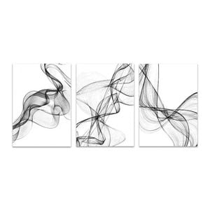 3pcs Set Black and White Wavy Line Modern Art Print 100% Australian Made 3 x 40x60cm (Metal Print)