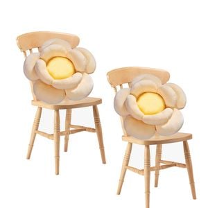 Soga 2x Beige Double Flower Cushion Soft Floor Plush Pillow Home Decor