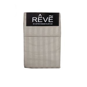 Bloomington Pair of Reve 100% Cotton Standard Pillowcases 48 x 74 cm Narrow Stripe Taupe