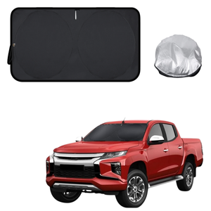 Front Windscreen Sun Shade for Mitsubishi Triton Double Cab 2024 - Current (LC/MV) - Standard 150 x 85 cm - Black