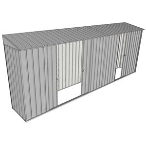 Build-a-Shed 0.8 x 5.2 x 2m Hinged Door Tunnel Shed with Double and Single Sliding Side Doors - Zinc