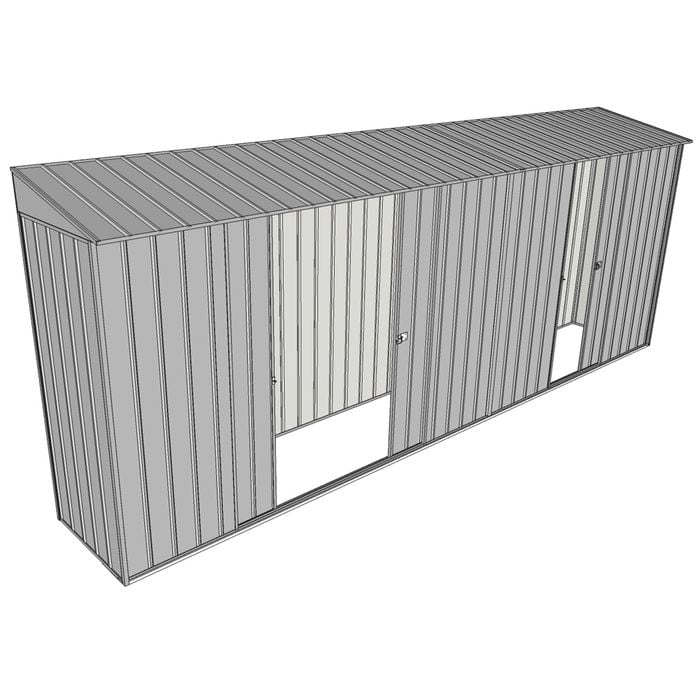 Build-a-Shed 0.8 x 5.2 x 2m Hinged Door Tunnel Shed with Double and Single Sliding Side Doors - Zinc