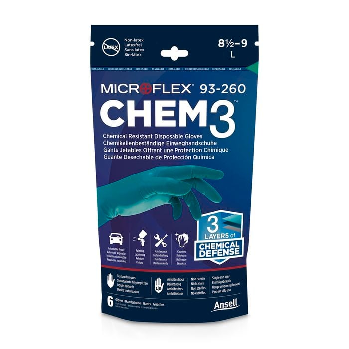 Ansell Microflex Chem3 Chemical Resistant Large Disposable Gloves - 3 Pairs