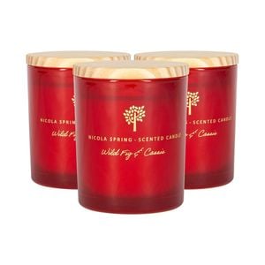 Soy Wax Scented Candles - 130g - Wild Fig & Cassis - Pack of 3 - Autumn Spiced Glass Jars - Long Burn Seasonal